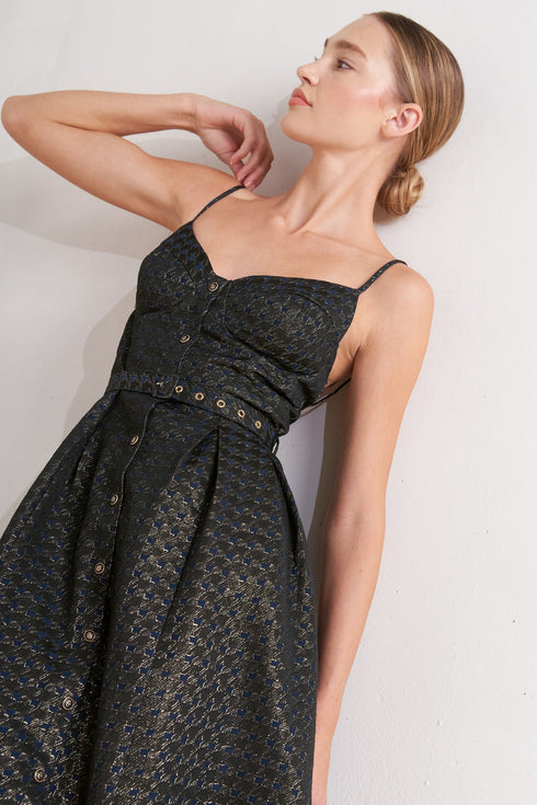 noir-tapestry-woven-midi-dress Flying Tomato - Sophia's Style-3